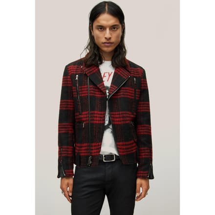 John Varvatos Tony Biker -biker Jacket, Red Rum Größe: 50 | Lederjacken Outlet | Herren | Rot