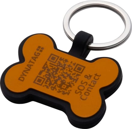 DynaTag Hondenpenning met QR-code - SOS Penning Hond Botje Siliconen Oranje