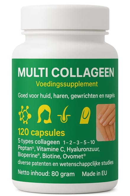 MULTI COLLAGEEN - 120 capsules | 2 maanden gebruik | PEPTAN® + vitamine C + hyaluronzuur + biotine