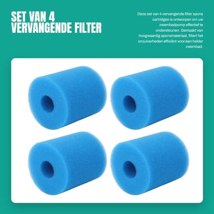 Dailygoods - Set van 4 Vervangende Filter Spons Cartridges voor Zwembadpomp