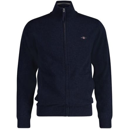 Gant Vest Superfine Lambswool Zip Cardigan Dark Navy Melange / male