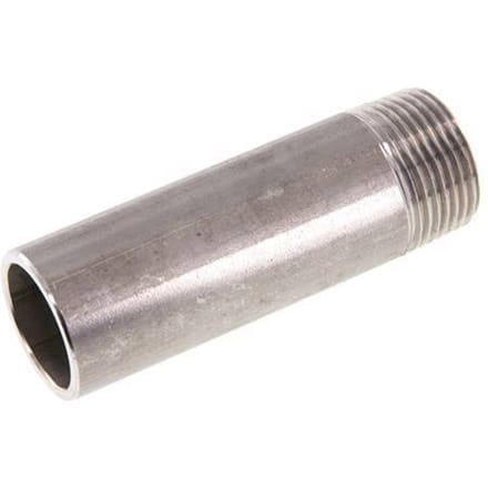 R 1'' Buitendraad x 33.7mm RVS Pijpnippel met Las uiteinde 20 Bar DIN 2982 - 100mm
