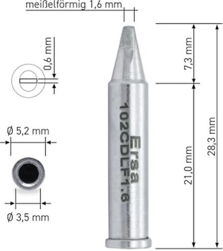 Continu soldeerpunt beitelvormig 1,6 mm met coating