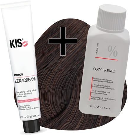 KIS haarverfset - 6H Donker hazelnoot blond  - haarverf & waterstofperoxide