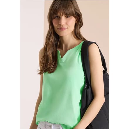 Top met gespleten hals in effen kleur