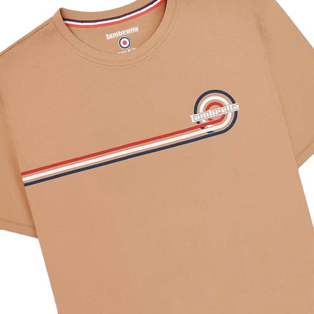 Lambretta Heren SS24 Retro Streep T-shirt (Zand)