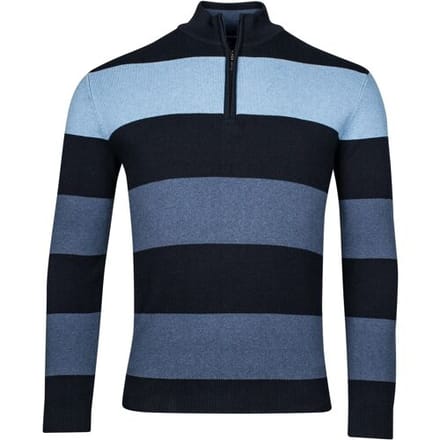 Baileys Trui Half Zip Yarn Dyed Stripe Cotton Midden Blauw / male