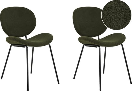 LUANA - Eetkamerstoel set van 2 - Donkergroen - Bouclé