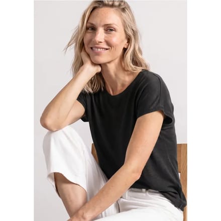 Shirt met ronde hals en losse schouders