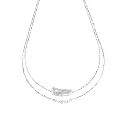Luxenter Ketting van 925 sterling zilver en witte parel met rhodiumafwerking - Danysda