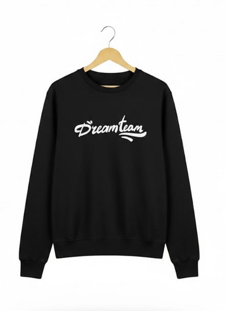 Zwarte DREAMTEAM sweater - Biologisch katoen - Wit Artwork - maat S - Trui Dames - Lilypilly