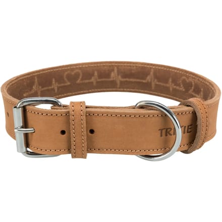 Trixie Rustic fatleather Halsband Heartbeat L-XL: 55-65 cm/40 mm Bruin