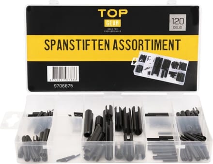 Topgear Assortimentbox paspennen en spanstiften - 120 stuks - zwart