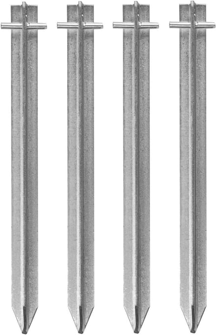 T-haring 4 stuks - Grondanker metaal - Tent opzetten - Extra sterk staal - 30 cm lengte - Zilver