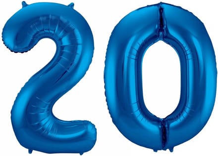 Cijfer ballonnen - Verjaardag versiering 20 jaar - 85 cm - blauw