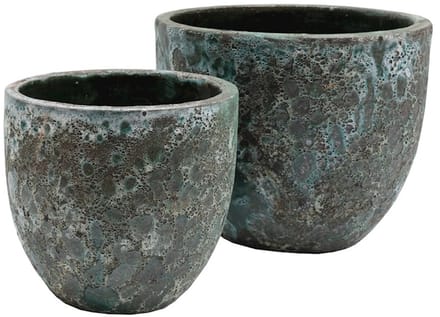 Bloempot Laki relic| jade | Set van 2 stuks | Ø36/25 x H34/25 cm