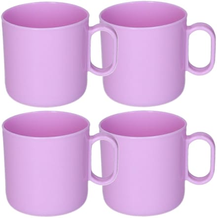 Plasticforte onbreekbare Drinkbekers - 4x - kunststof - 320 ml - paars - kinderen - camping - mokken