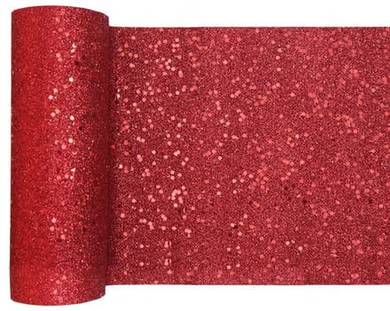 Santex Glitter Tafelloper smal op rol - rood - 18 x 500 cm - polyester