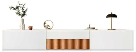 TV-meubel - 180x34x30 cm - Projector-vriendelijk - Uniek en Compact Design - Hout - Wit