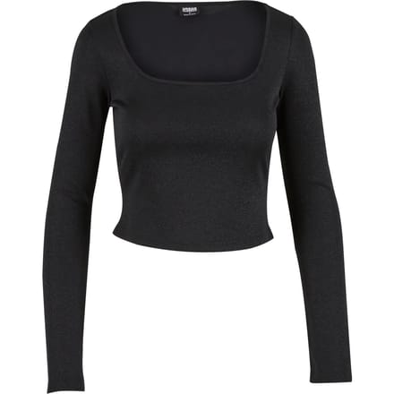 Urban Classics - Glitter Square Neck Crop top - 5XL - Zwart
