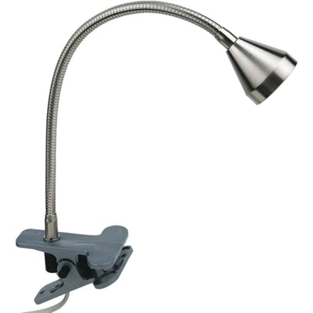 Busch LED-klemverlichting Mini, flexibele arm, nikkel, 3.000K