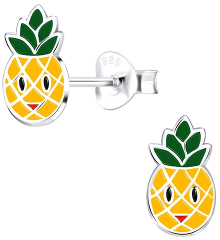 Joy|S - Zilveren ananas oorbellen - oorknoppen voor kinderen - sterling zilver 925