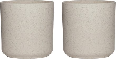 Hakbijl Plantenpot/bloempot Cindy - 2x - wit - keramiek - cilinder - D17 x H17 cm