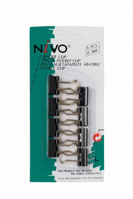 Nivo - Papierklemmen - 8 Stuks - 15mm - Zwart