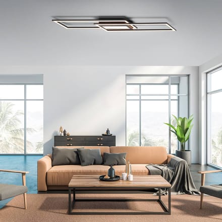 JUST LIGHT. GmbH LED plafondlamp Asmin, CCT, zwart, 100x17,9cm