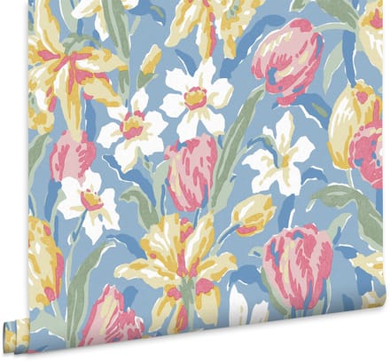 Laura Ashley Tulips China Behang - Bloemen - 10mx52cm - Blauw