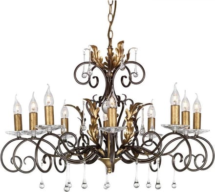 Elstead Lighting LED Kroonluchter | 10X E14 Max 60W | Dimbaar | Bronze with Gold Patina
