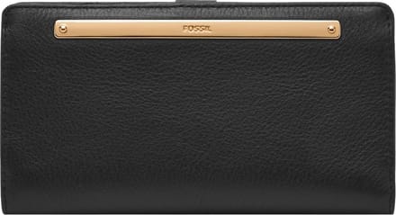 FOSSIL Leren Portemonnee Liza Slim Bifold Wallet Black Zwart