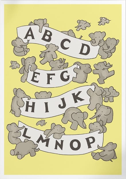 ABC De Babar I (Yellow) (Babar de Olifant) | Poster | A3: 30 x 40 cm