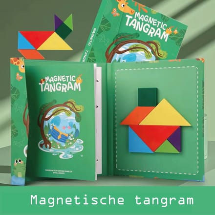 Tangram - Olifant - Magnetisch - Montessori – Vormenpuzzel – Boek – Kinderen – Peuters - Kleuters
