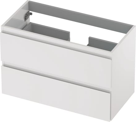 INK® wastafelonderkast 2 laden greeploos gelakt 80x40x52cm, hoogglans wit
