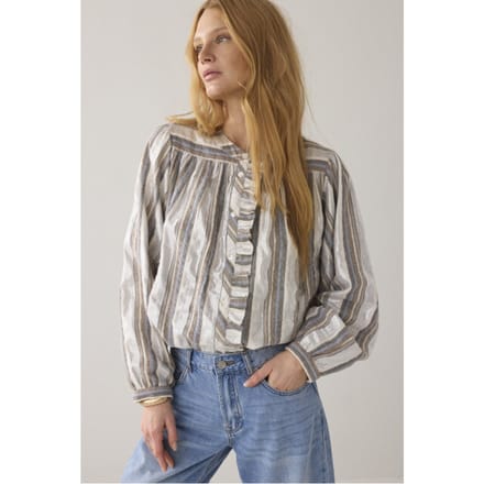 Summum Blouse silver stripe ecru dessin