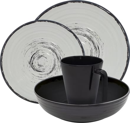 Eurotrail Serviesset Isla - 16delig - Zwart/Naturel - Melamine