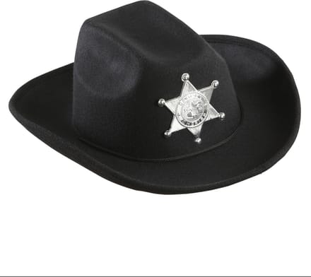 cowboyhoed zwart met sheriff ster kind
