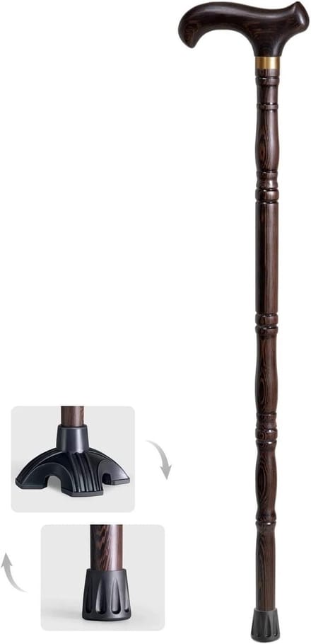 Wandelstok Hout - Steun stok - Ondersteuning Lopen - Massief Mahonie - 85 cm - Donkerbruin