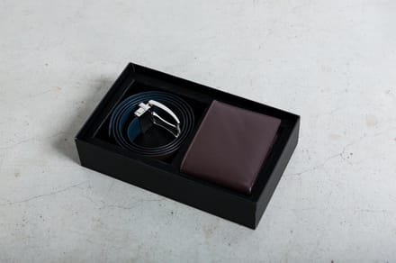 Geschenkset Omkeerbare Riem (Zwart/Bruin) en Portemonnee (Bruin)