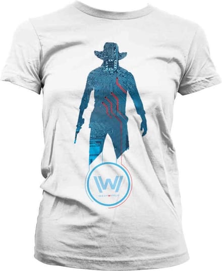 Westworld Dames Tshirt -M- Blue Circuit Cowboy Wit