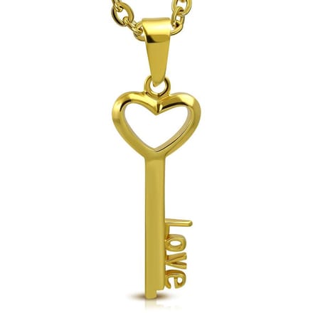 Montebello Ketting Avin G - 316L Staal - Love Sleutel - 38x15mm - 45cm