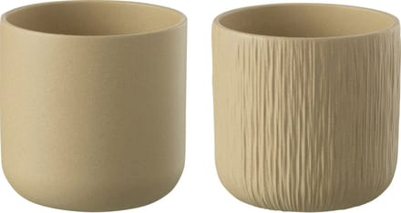 J-Line bloempot Gen - keramiek - beige - extra small - 2 stuks - Ø 11 cm