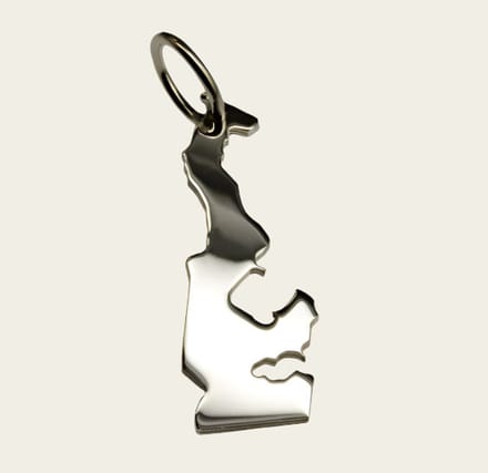 Zilveren Landkaart Monaco ketting hanger