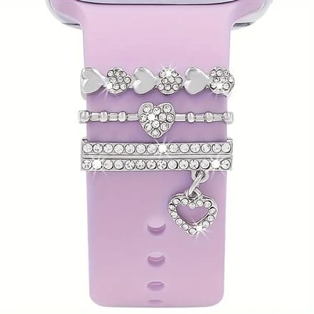 Jambo® Horloge Sieraad - Charms - Hart - Diamantjes - Zilver
