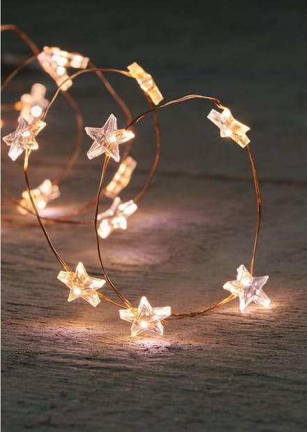 Anna's Collection Draadverlichting lichtsnoer - koper - met sterren led lampjes - warm wit - 100 cm - kerstverlichting