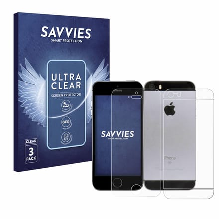 Savvies - Screenprotector voor Apple iPhone SE 2016 (Voor+Achter) - Folie Beschermfolie transparant 6 Stuks