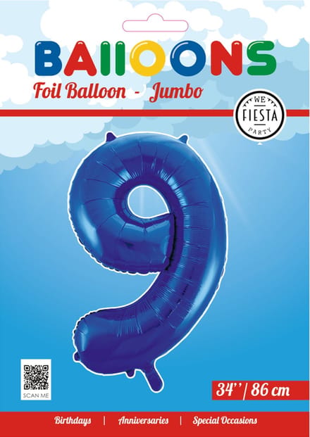 Folieballon 34" nmr. 9 - Blauw
