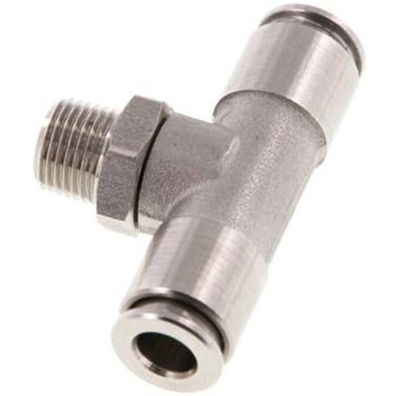 6mm x R1/8'' inline T-stuk RVS Insteekfitting Buitendraad Draaibaar FKM