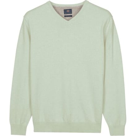 Baileys Trui Solid Color V-Neck Cotton Single Knit Soft Green / male